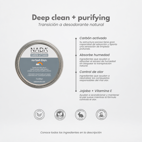 Desodorante natural - Tarro Carbón Activado