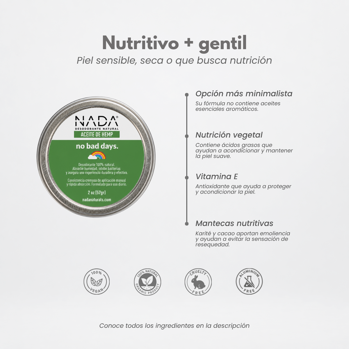 Desodorante natural - Tarro Aceite de Hemp