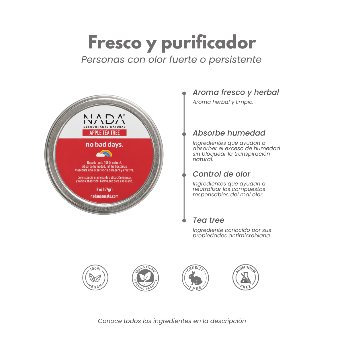 Desodorante natural - Tarro Apple Tea Tree