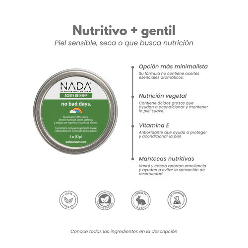 Desodorante natural - Tarro Aceite de Hemp